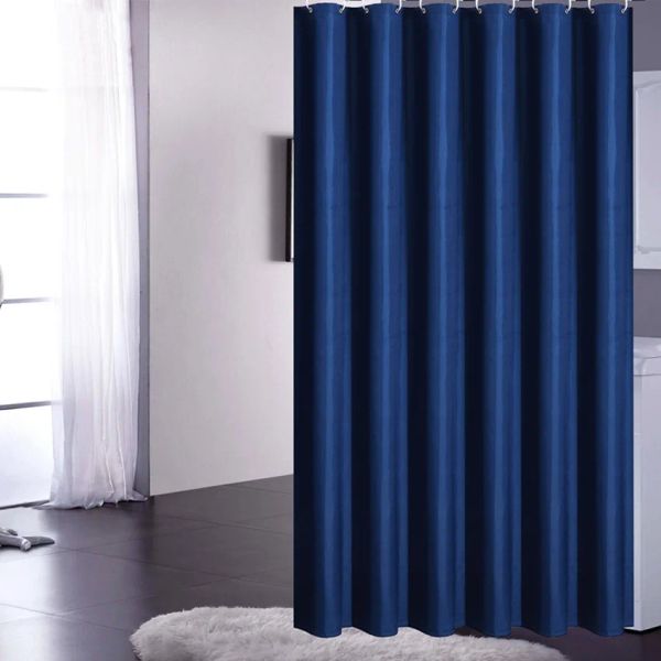 Tende Tende da doccia blu navy Tende da bagno solide impermeabili per vasca da bagno Ampia copertura da bagno ampia 12 ganci rideau de bain