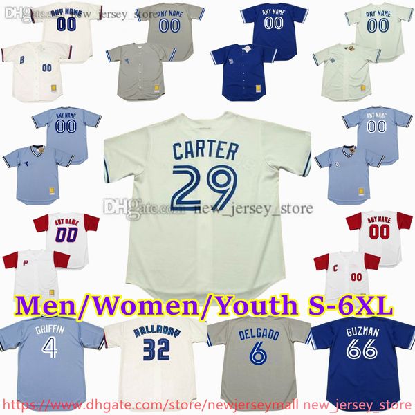 Maglia da baseball personalizzata XS-6XL di ritorno al passato del film 32 ROY HALLADAY 29 JOE CARTER DAVE STIEB KELLY GRUBER CARLOS DELGADO TONY FERNANDEZ BUCK MARTINEZ GEORGE BELL Maglie