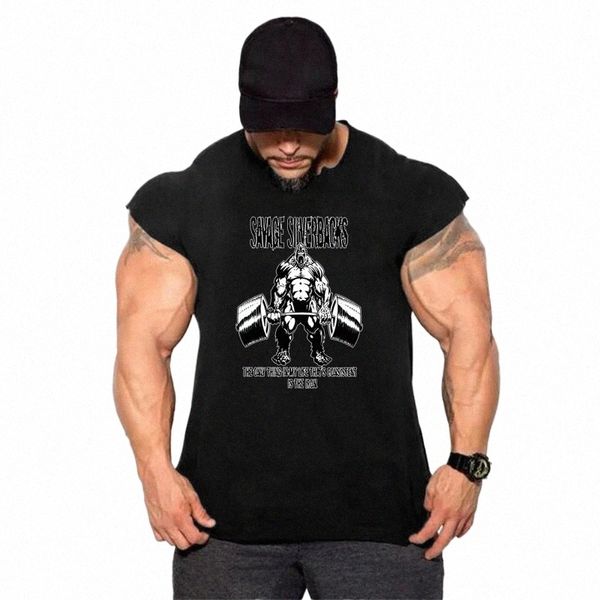 Gorilla Stampa Canotte Uomo Bodybuilding Sleevel T Shirt Cott Palestra Fitn Allenamento Abbigliamento Stringer Canotta Maschile Summer Vest L1kX #