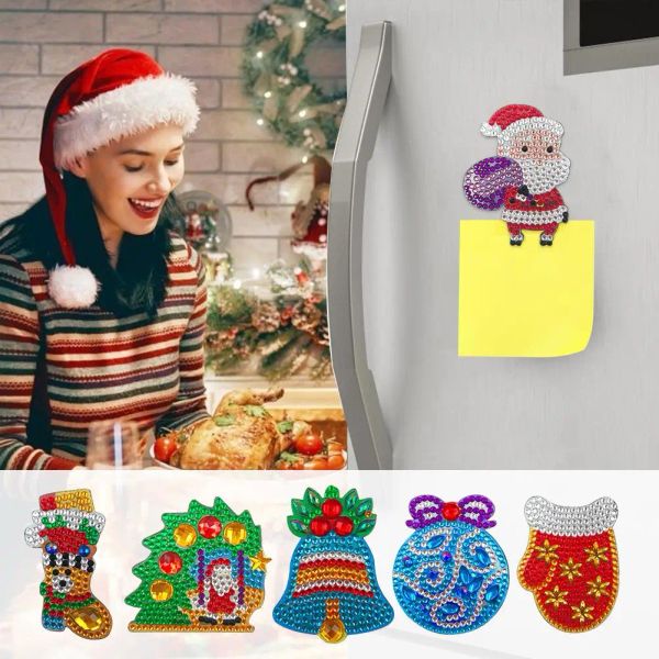 Stich Weihnachten Kühlschrank Magnet Aufkleber DIY Diamond Gemälde Voller Bohrer Karton Aufkleber Diamant Stickerei Kunst Kunsthandwerk Weihnachtsgeschenk