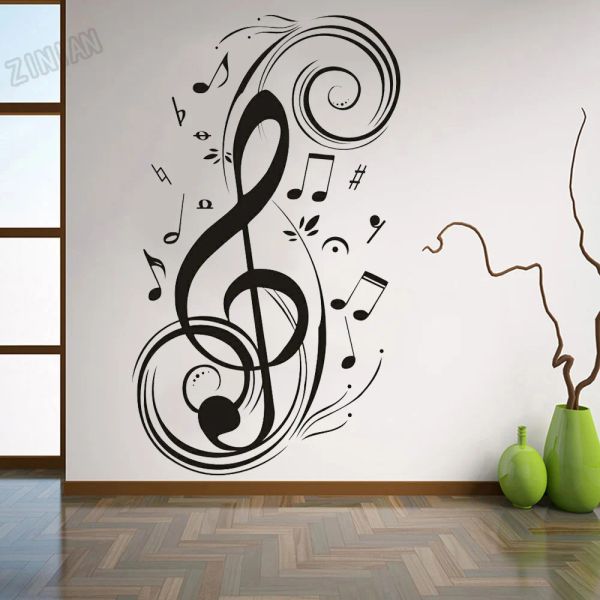 Cornice Nota musicale Adesivi murali Vinile Soggiorno Decorazione Decalcomania Arte Camera da letto principale Murales Decalcomanie per aula di musica romantica Y274