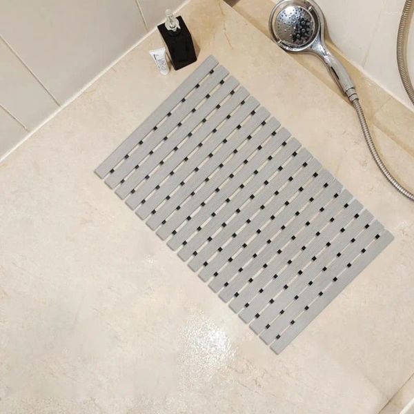 Badematten, rutschfeste Badezimmermatte, PVC-Dusche mit Abflusslöchern, wasserdichter Gummirücken, schnell trocknender Badewannenboden für