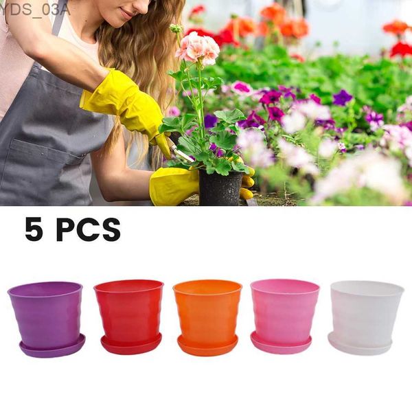 Ekiciler Potlar 5pc Renkli Mini Plastik Pot Etli Bitki Flowerpot Ev Dekor Bahçe Tencereleri Çıkarcılar Sepetleri Asma 240325