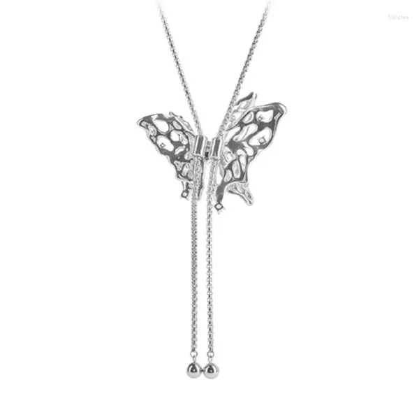 Correntes moda zircon borboleta gargantilha colar ajustável borlas longas elegante clavícula corrente doce festa de casamento n84d