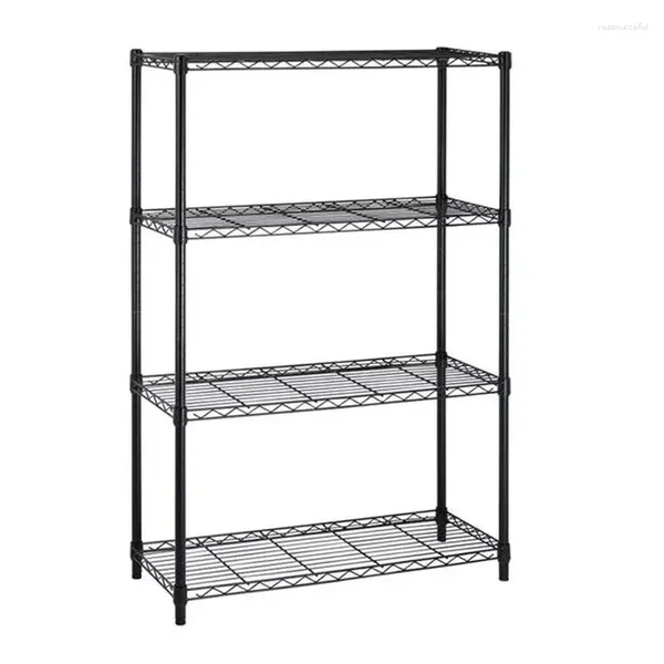 Scaffali da cucina Scaffali in filo metallico a 4 livelli Ripiani regolabili in altezza in acciaio inossidabile Nero