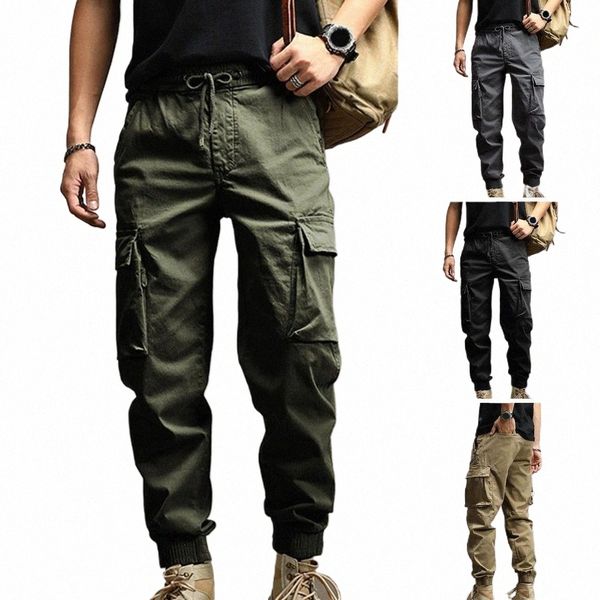 Männer Cargo Hosen Knöchel-banded Lose Multi Taschen Männer Hosen Kordelzug Elastische Taille Casual Sport Männer Jogginghose LG Hosen n0mq #