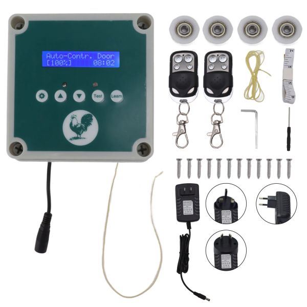 Zubehör Automatische Hühnertürsteuerung IP44 Käfigöffner Fernbedienung Geflügelstalltür-Antriebsmotor-Kit mit Timer-Lichtsensor