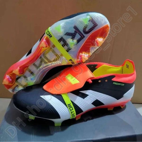 Botas de futebol Predator Gift Bag Botas de futebol PREDATOR Precisão + Elite Tongue FG BOTAS Metal Spikes Chuteiras de futebol Mens LACELESS Sapatos de futebol de couro macio 542