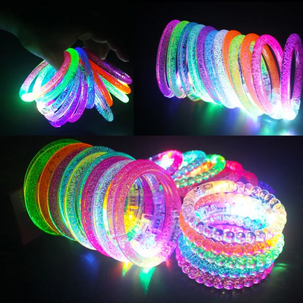 Dekoration 10/20/30/40/50/60 Stück LED-Armband-Armband, leuchtet im Dunkeln, Party-Geschenkzubehör, Neonlicht-Armband, Spielzeug, Hochzeitsdekoration