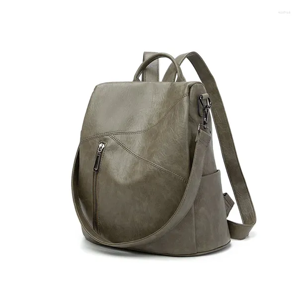 Mochila vintage sacos para mulheres anti-roubo shool saco meninas de alta capacidade de viagem de couro pu bolsa impermeável moda