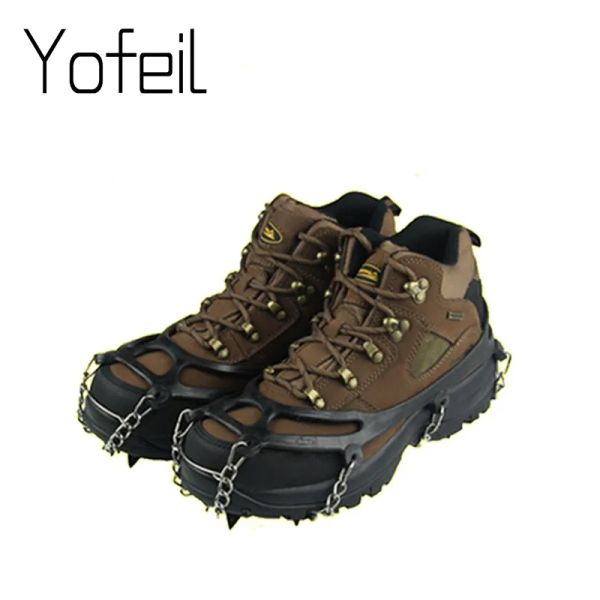 Accessori 8 Denti Artiglio Trazione Ramponi Antiscivolo Tacchetti da ghiaccio Stivali Battistrada Pinza Catena Spike Sharp Outdoor Snow Walking Climb Shoes Cover