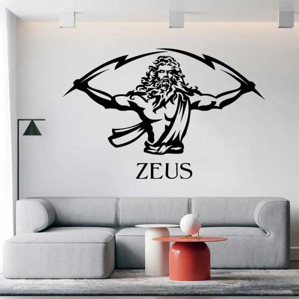 Adesivos de parede de vinil, mitologia grega antiga, zeus, deus, relâmpago, religião, casa, sala de estar, quarto, carro, vidro decorativo, decalque de parede