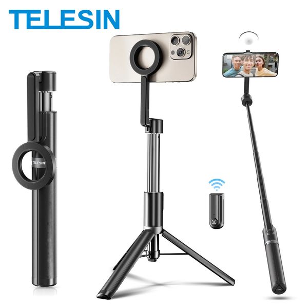 Telesin selfie stick tripé com suporte remoto para celular para 14 13 12 pro max tiro vertical 240309