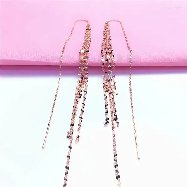 Orecchini pendenti russi 585 da donna placcati in oro viola color oro 18 carati rosa multistrato stile lungo filo auricolare gioielli di moda classici
