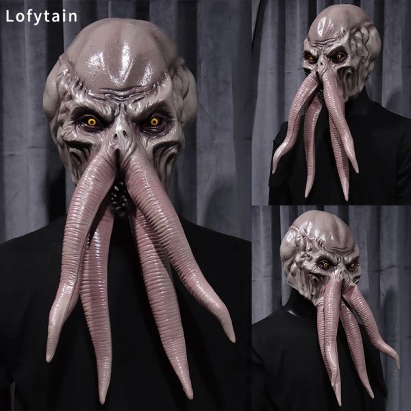 Maschere Baldur's Gate 3 Lllithid Mind Flayer Maschera Squddy Cosplay Animali Polpi Mostro Casco in lattice Halloween Party Costume Puntelli