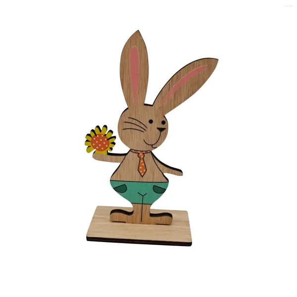 Estatuetas decorativas pintadas de madeira, enfeites de mesa de páscoa, decoração de coelhos, suprimentos para festa em casa, decorações de mesa para festival, crianças