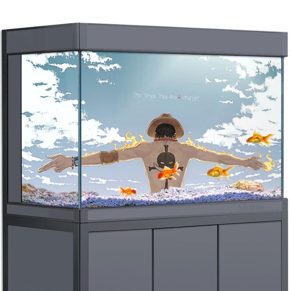 Dekorationen Aquarium Hintergrund 3D One Piece Ace Anime Manga HD-Druck Tapete Aquarium Reptilien Lebensraum Dekorationen PVC