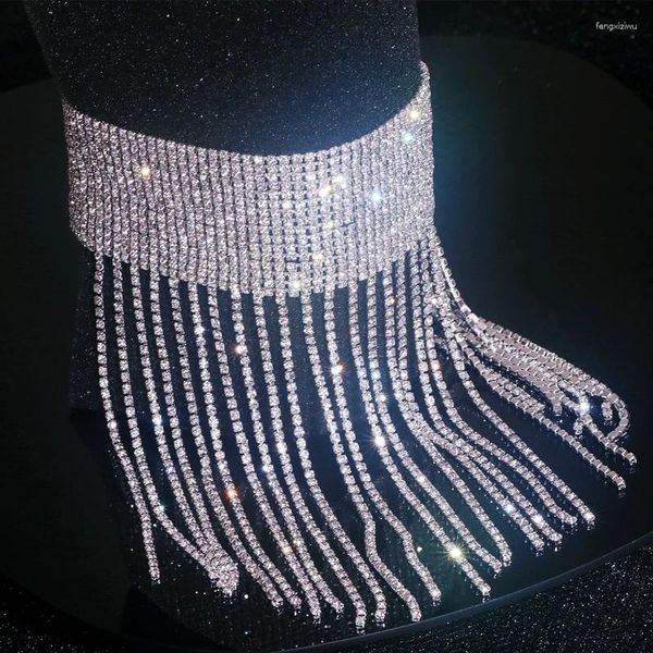 Неклеты 2024 Сексуальная блестящая столовая сеть для женщин для женщин серебряный цвет пляжную кисточку на ногах Свадебная вечеринка ювелирные изделия