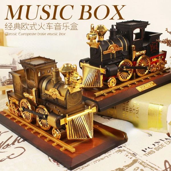 Scatole Retro Train Music Box Classic Auto Nostalgica Musica Nostalgica Regalo Creativo soggiorno Casa per bambini Decorazione della stanza Punteggi fotografici