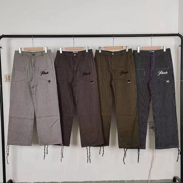 Hiphop High Street Fashion rhude Freizeithosen für Herren, lockere, gerade Cargo-Hosen, Vintage-Stil, für Herren und Damen, Kordelzug am Knöchel, Jogginghose mit Buchstaben, lange Hose