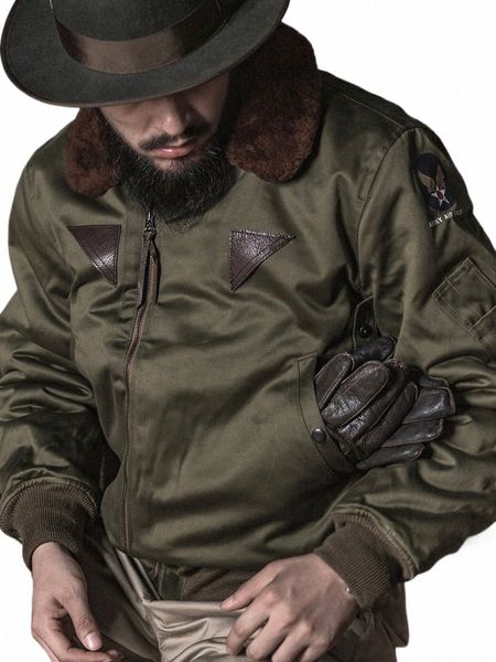 brs Type B-15A Куртка-бомбер Зимняя мужская короткая летная куртка на шерстяной подкладке B-15 h84m #