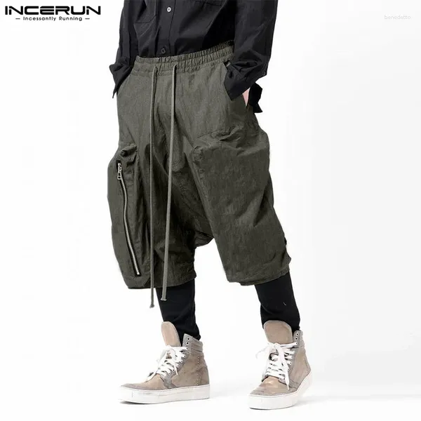 Männer Shorts Männer Breites Bein Einfarbig Jogger Lose Kordelzug 2024 Mode Streetwear Taschen Casual Böden S-5XL INCERUN