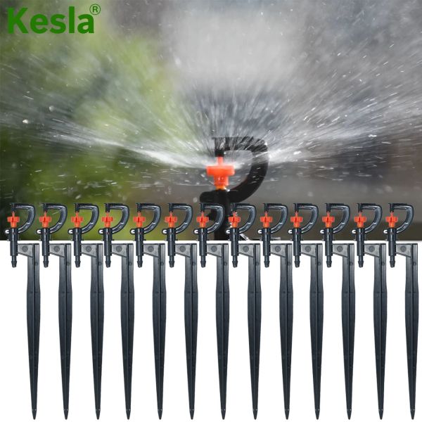 Pulverizadores KESLA 20100pcs 20CM Micro Rotating Sprinklers Spike Cabeça intercambiável Pulverizadores de 360 graus Jardim Gramado Irrigação com efeito de estufa