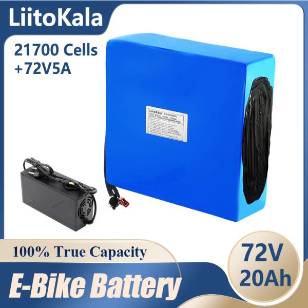 Liitokala 72V 20AH 21700 Bateria de lítio 20S4p 84V Motocicleta de bicicleta elétrica de 84V Motocicleta BMS de alta potência + carregador 5A