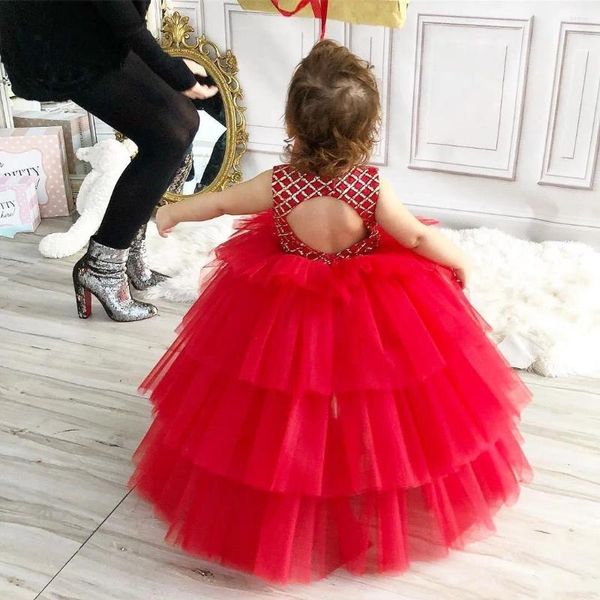 Mädchenkleider Blumenkleid mit langen Zug Mädchen Prinzessin Hochzeitsfeier Geburtstag Mode Vintage