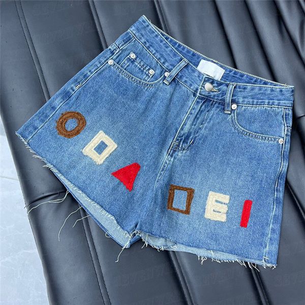Calça bordada de letra bordada Jeans Jeans Roupas de cintura alta calça jeans Cool Girl Mini Short Pant Streetwear