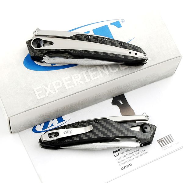 Coltello pieghevole tattico di fascia alta CPM-20CV Stown Wash Blade Maniglia in acciaio in fibra di carbonio Cuscinetto a sfere Caccia da campeggio Coltelli tascabili EDC