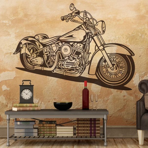 Aufkleber, groß, Harle Motorrad-Wandaufkleber, Garage, Kinderzimmer, klassischer Motorsport, Motorrad-Wandaufkleber, Schlafzimmer, Vinyl-Dekor