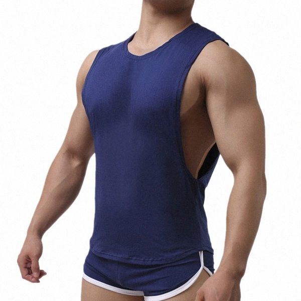 Ginásios Roupas Musculação Tanque Top Homens Fitn Singlet Sleevel Camisa Cott Muscle Guys Marca Undershirt para Boy Vest D4Wm #