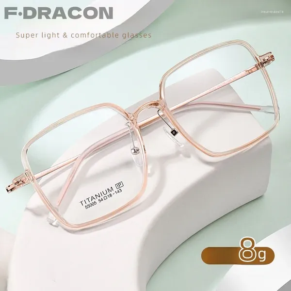 Montature per occhiali da sole Montatura per occhiali in titanio puro Ultra leggero LargeFrame Occhiali da vista ottici da donna 55005