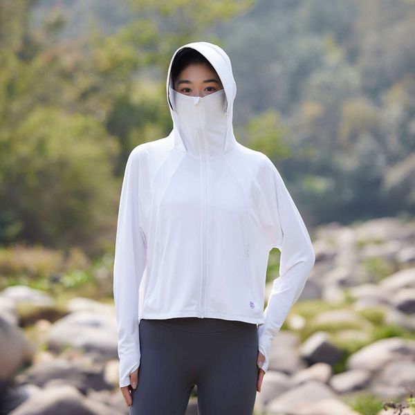 Neues Produkt 2024 Sommer Freizeit im Freien Sport Mode Ice Seide wasserdicht, atmungsaktiv, leicht, UV -resistent schlanker Fit Haut Frauen Feste Farbe abnehmbar