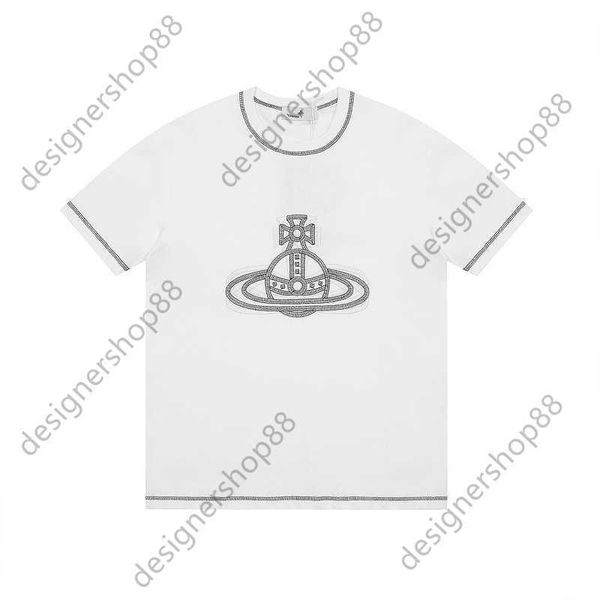 Influencer Tik Tok stesso marchio di stilisti puro cotone Vivien VW T-shirt allentata 24 New Western Empress Dowager Saturn Maniche corte Girocollo Alta qualità