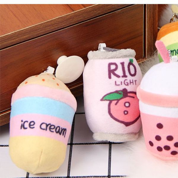 Yeni simülasyon sevimli meyve sütü çay bardağı, peluş bebek, limon bebek, sırt çantası, asılı aksesuarlar, kapmak makinesi bebek toptan satış