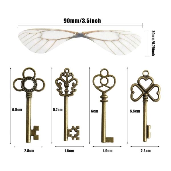 Correntes D0JD Antique Alloy Flying Keys Charms Pingentes de esqueleto vintage Keys Diy Handcrafts Jóias de arte Favoras de festa de casamento