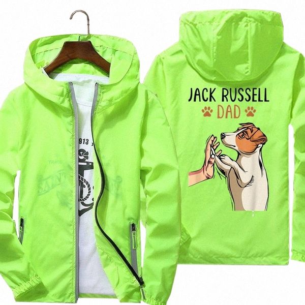 Männer Jack Russell Terrier Papa Niedlichen Hund Jacke Plus Größe Dünne Windjacke Haut Reißverschluss Pilot Mit Kapuze Mantel Radfahren Parkas kleiden I41G #