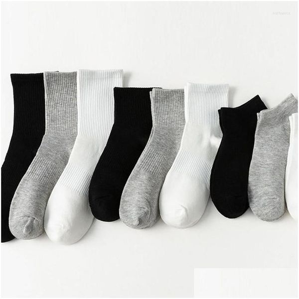 Socken Strumpfwaren Frauen Baumwolle Retro Mittelrohr Herbst Winter Männlich Mädchen Mode Nadeln Stricken Schwarz Weiß Grau Drop Lieferung Bekleidung U OTCGB