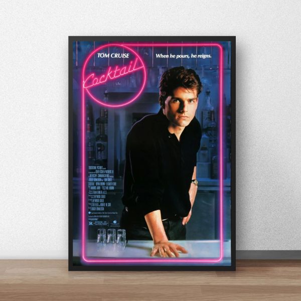 Calligrafia Cocktail Tom Cruise Classic Movie Poster Stampa su tela Decorazione della casa Pittura murale (Senza cornice)