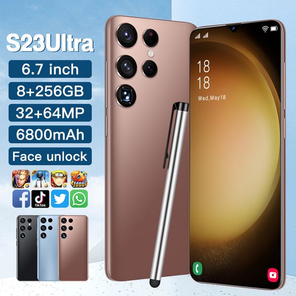 S23 Ultra neues Smartphone-Telefon Android 6800 mAh 7,3-Zoll-HD-Bildschirm-Handy globale Version 5G-Mobiltelefone Entsperren Sie 1 TB