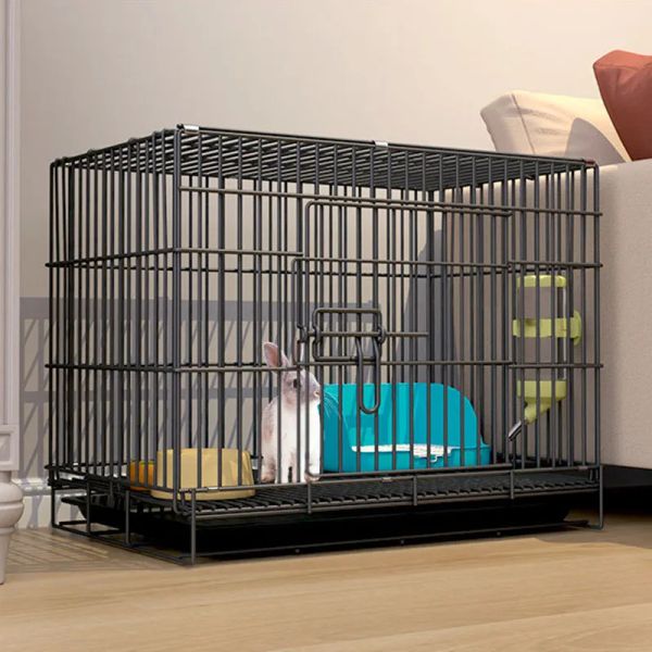 Gaiolas 50x38x32cm Dobrável Fio de Metal Gaiola de Coelho Pequeno Animal de Estimação Habitat Gaiola Cobaias Coelho Hamster Gaiola com Bandeja Casa de Animal Interior