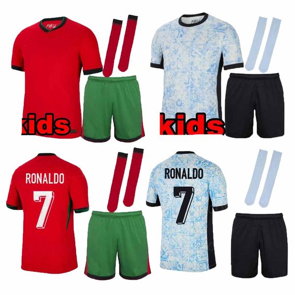 24 25 Camisas de futebol de Portugal b.FERNANDES RONALDO Portugal Euro Cup 2024 Homens Crianças Kit menino criança conjunto shorts meias JOAO FELIX PEPE BERMARDO camisa de futebol uniforme