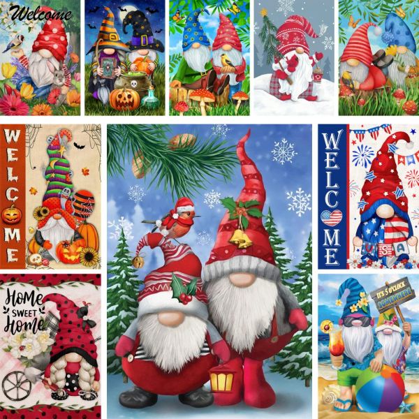 Nummer Cartoon Gnome DIY Farbe nach Zahlen Komplette Kit Acrylfarben 50*70 Boards nach Zahlen Home Decor für Kinder Handarbeit Wandkunst