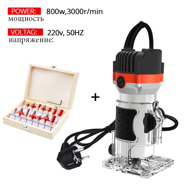 Aparadores 800w 30000rpm Wood Router Tool Combo Kit Elétrico Carpintaria Hines Power Carpintaria Ferramentas de aparador manual com fresa