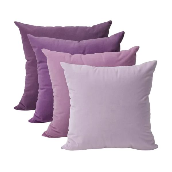 Almofado Inyahome Conjunto de 2 tampas de travesseiro roxo Capas de veludo almofadas de sofá decorativas sólidas