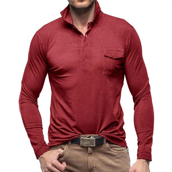 Herren-T-Shirts, Herrenbekleidung, modisch, lässig, bedruckt, für Combo, Turndown-Kragen, lange Ärmel, Frühlingstraining, Camisas