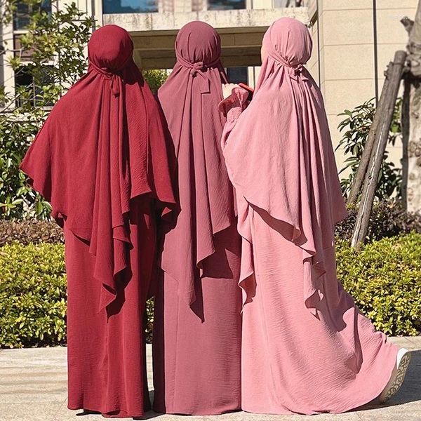 Ethnische Kleidung Muslimischer langer Khimar Jilbab Turban für Frauen Ramadan Wrap Overhead Gebetsschal Abaya Islamisches Dubai Saudi Bescheidenheit Niqab