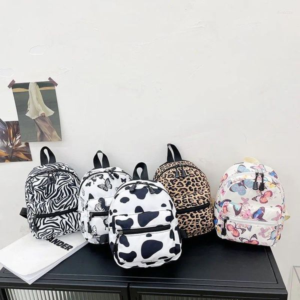 Школьные сумки, мини-женские рюкзаки, трендовая нейлоновая женская сумка с животным принтом, маленький женский рюкзак для девочек-подростков, рюкзак